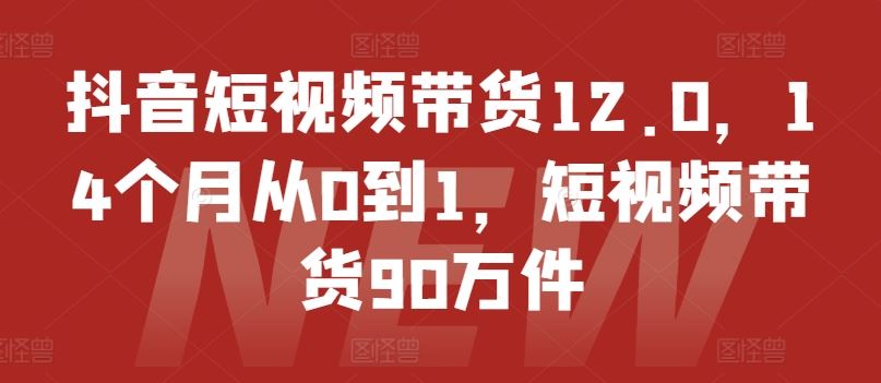 抖音短视频带货12.0,14个月从0到1,短视频带货90万件-零氪资源站