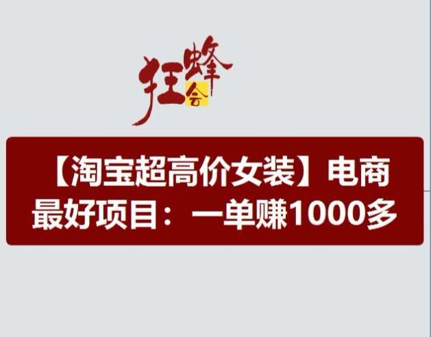 淘宝超高价女装项目，电商最好赛道，一单赚1000多-零氪资源站