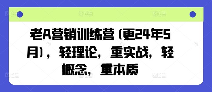 老A营销训练营(更24年7月),轻理论,重实战,轻概念,重本质-零氪资源站