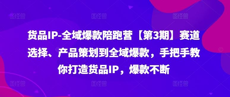 货品IP全域爆款陪跑营【第3期】赛道选择、产品策划到全域爆款,手把手教你打造货品IP,爆款不断-零氪资源站