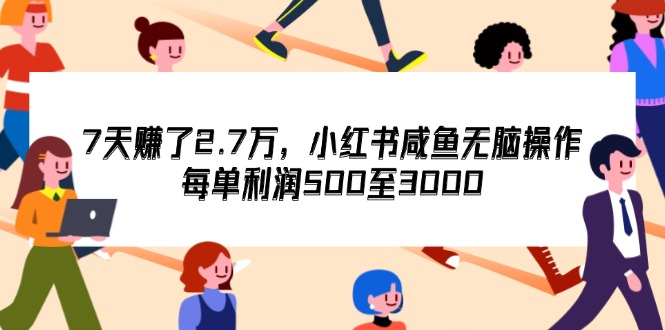 （12192期）7天收了2.7万，小红书咸鱼无脑操作，每单利润500至3000-零氪资源站