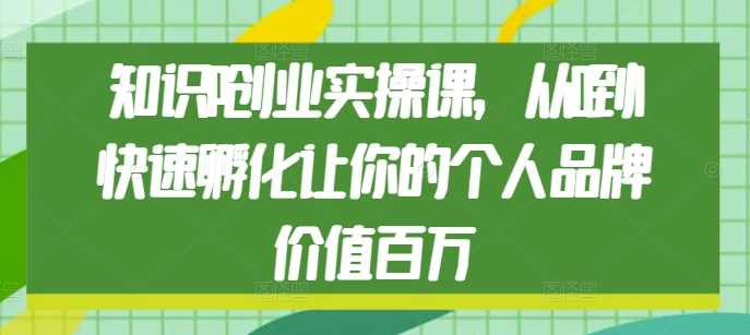 知识IP创业实操课,从0到1快速孵化让你的个人品牌价值百万-零氪资源站