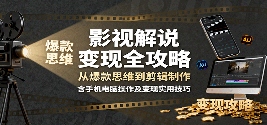 影视解说变现全攻略：从爆款思维到剪辑制作，含手机电脑操作及变现实用技巧-零氪资源站