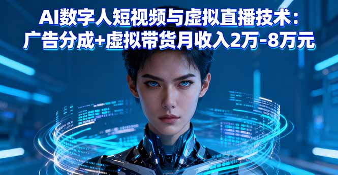 AI数字人短视频与虚拟直播技术：广告分成+虚拟带货月收入2万-8万元-零氪资源站