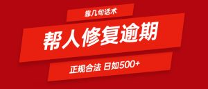 靠几句话术帮人解决逾期日入500+ 看一遍就会 正规合法-零氪资源站