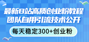 (11661期)最新B站高质创业粉教程,团队自用引流技术公开,每天稳定300+创业粉-零氪资源站