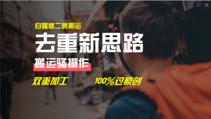 去重新思路,详细教你自媒体视频二剪搬运技术,自己加工双重去重100%过原创-零氪资源站