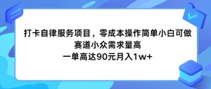 打卡自律服务项目，零成本操作简单小白可做，赛道小众需求量高，一单高达90元月入1w+-零氪资源站