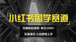 小红书国学赛道,无脑粘贴复制,单日1K,实操演示,小白即刻上手【揭秘】-零氪资源站