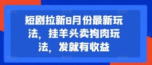 短剧拉新8月份最新玩法,挂羊头卖狗肉玩法,发就有收益-零氪资源站