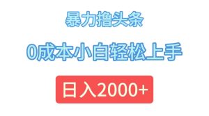 （12068期）暴力撸头条，0成本小白轻松上手，日入2000+-零氪资源站