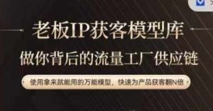 老板IP流量供应链，动作越少，账号越好，使用拿来就能用的万能模型，快速为产品获客翻N倍-零氪资源站