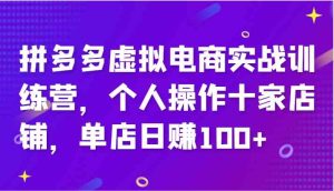 拼多多虚拟电商实战训练营,个人操作十家店铺,单店日赚100+-零氪资源站