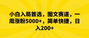 小白入局首选，图文赛道，一周涨粉5000+，简单快捷，日入200+-零氪资源站