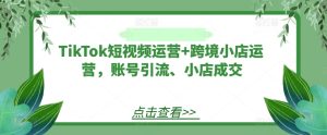 TikTok短视频运营+跨境小店运营，账号引流、小店成交-零氪资源站