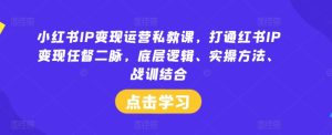 小红书IP变现运营私教课,打通红书IP变现任督二脉,底层逻辑、实操方法、战训结合-零氪资源站