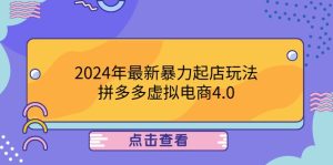 2024年最新暴力起店玩法,拼多多虚拟电商4.0,24小时实现成交,单人可以..-零氪资源站