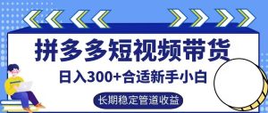 拼多多短视频带货日入300+有长期稳定被动收益,合适新手小白【揭秘】-零氪资源站