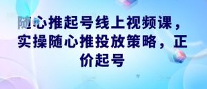 随心推起号线上视频课,实操随心推投放策略,正价起号-零氪资源站