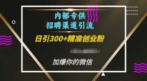 内部招聘渠道日引流300+创业粉,加爆你的微信【揭秘】-零氪资源站