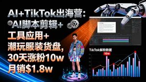 AI+TikTok出海营:AI脚本剪辑+工具应用+潮玩服装货盘,30天涨粉10w月销$1.8w-零氪资源站