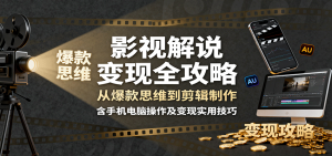 影视解说变现全攻略:从爆款思维到剪辑制作,含手机电脑操作及变现实用技巧-零氪资源站