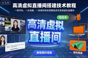 高清虚拟直播间搭建技术教程，一部手机、一台电脑、一块绿布轻松搭建低成本高清虚拟直播间-零氪资源站