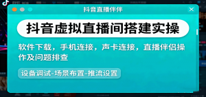 抖音虚拟直播间搭建实操、软件下载，手机连接，声卡连接，直播伴侣操作及问题排查-零氪资源站